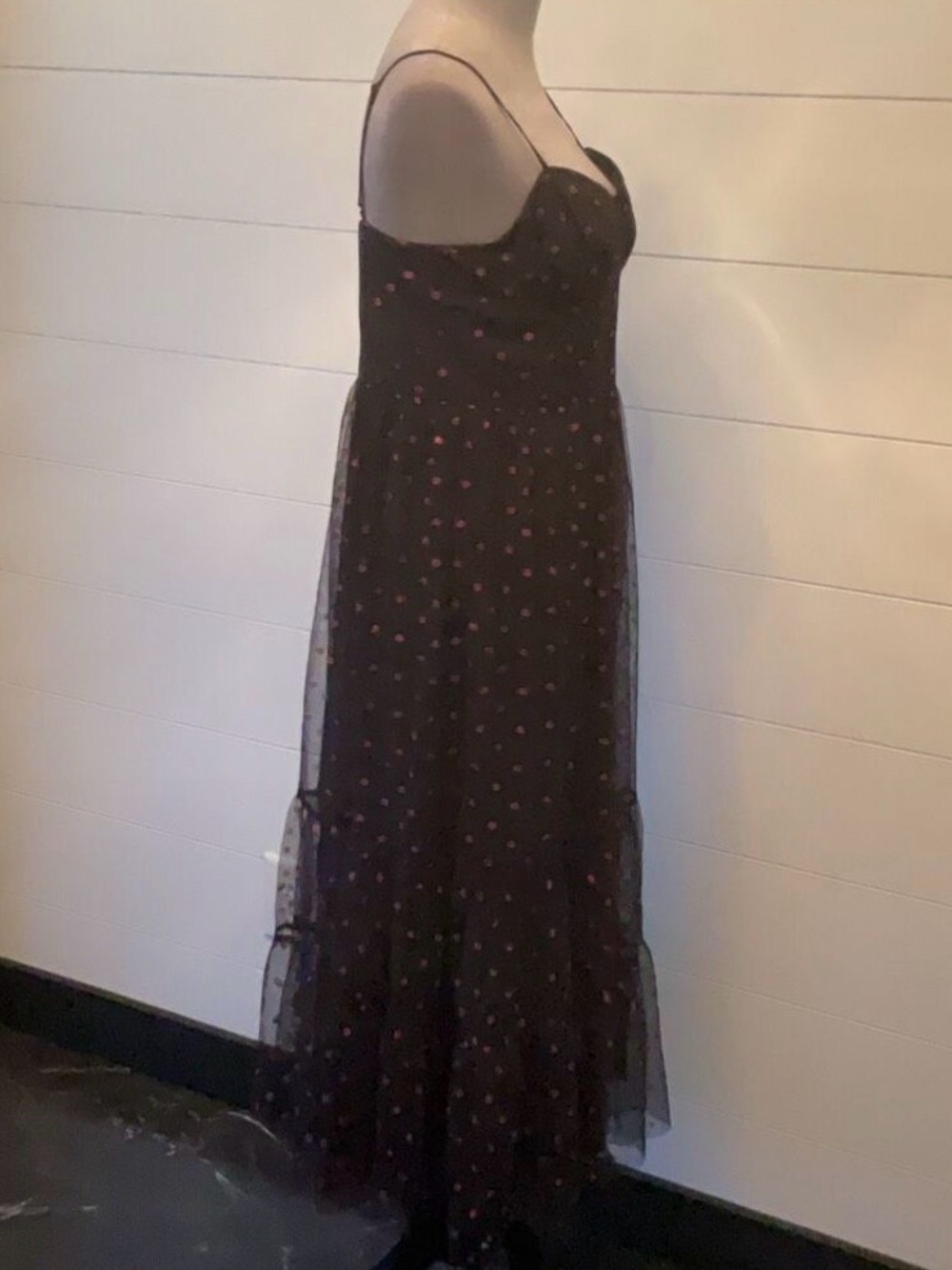 Betsey Johnson Tulle Bustier Midi Dress Glitter Lip Print 10 - Picture 4 of 10